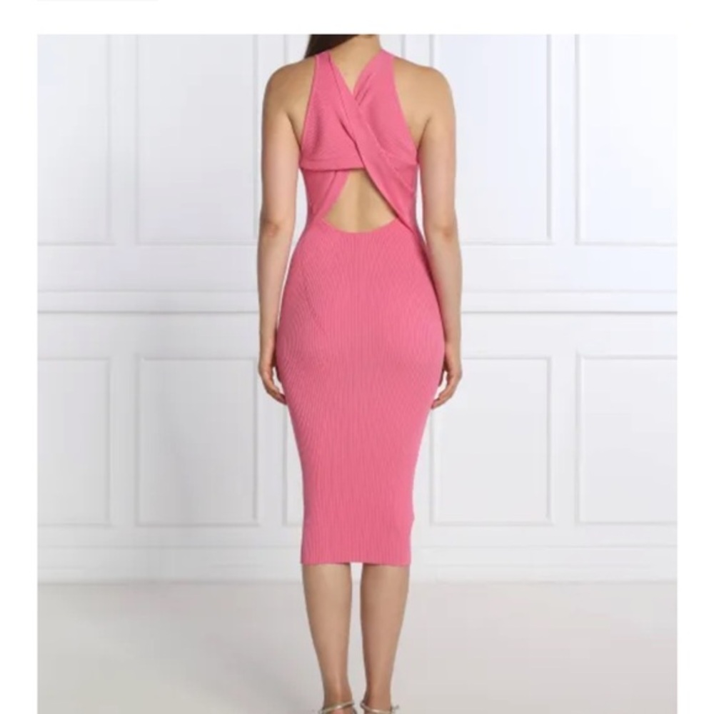 Pinko Ribbed Knit Midi Dress in Pink